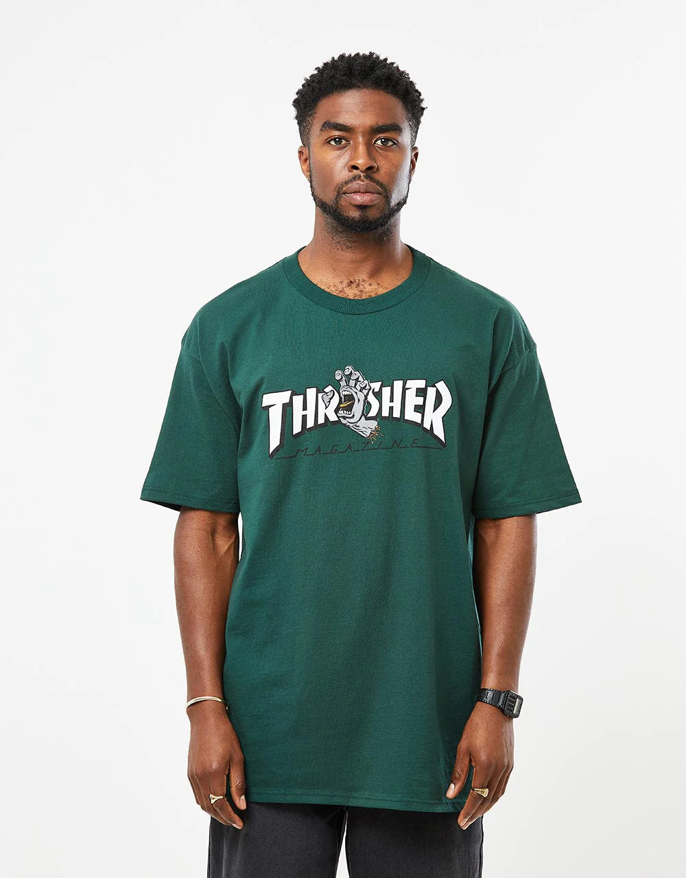 Camiseta Thrasher x Santa Cruz Screaming Logo Verde Bosque