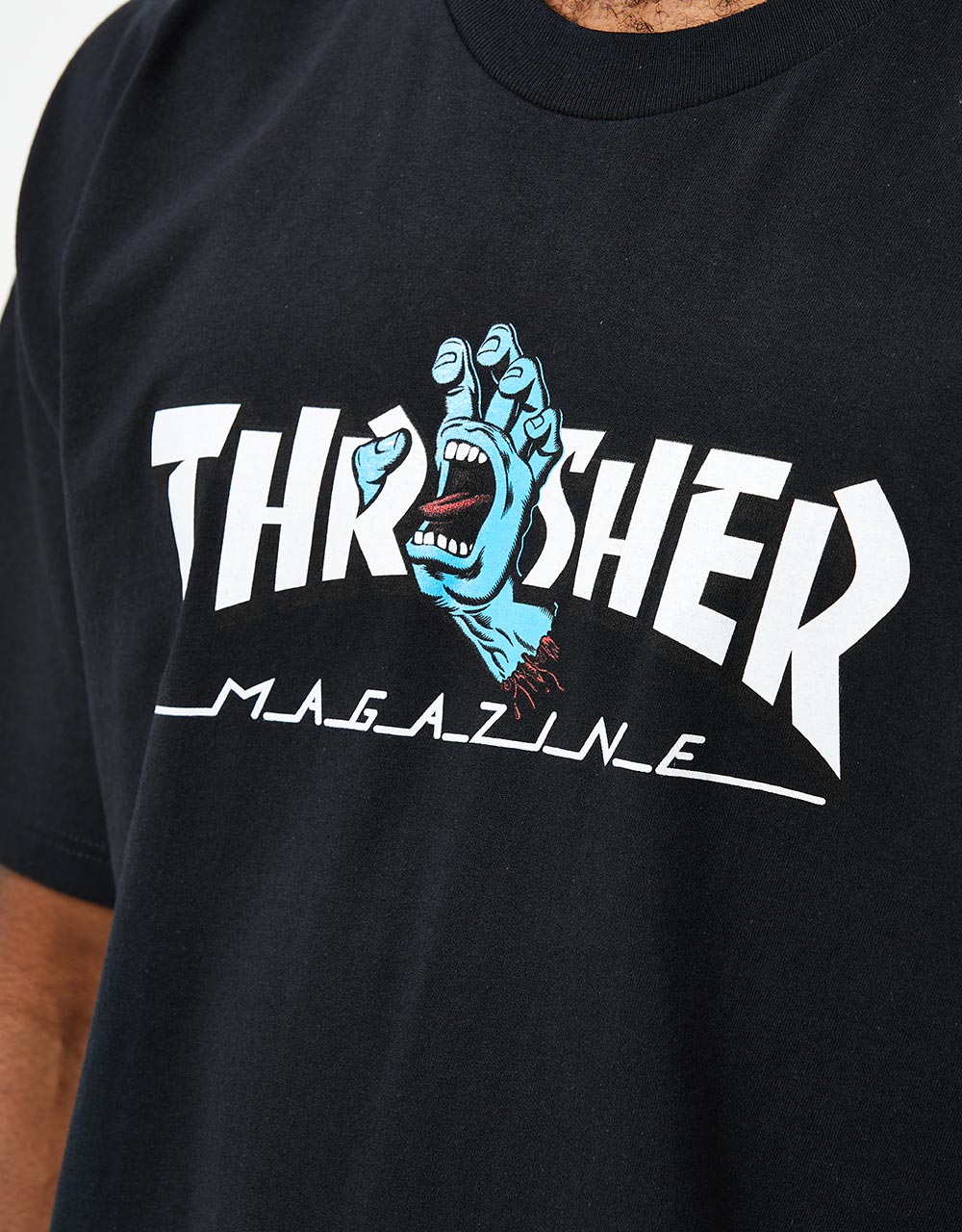 Camiseta Thrasher x Santa Cruz Screaming Logo Negra Monduber